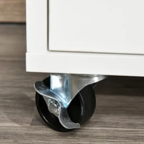 HOMCOM Printer Stand Home Office Mobile Cabinet Organizer Desktop with Caster Wheels, 2 Locking Breaks and Drawer image {5}