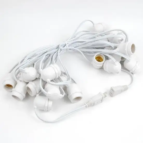 Novelty Lights Edison Outdoor String Lights with 25 In-Line Sockets White Wire 37.5 Feet image {2}