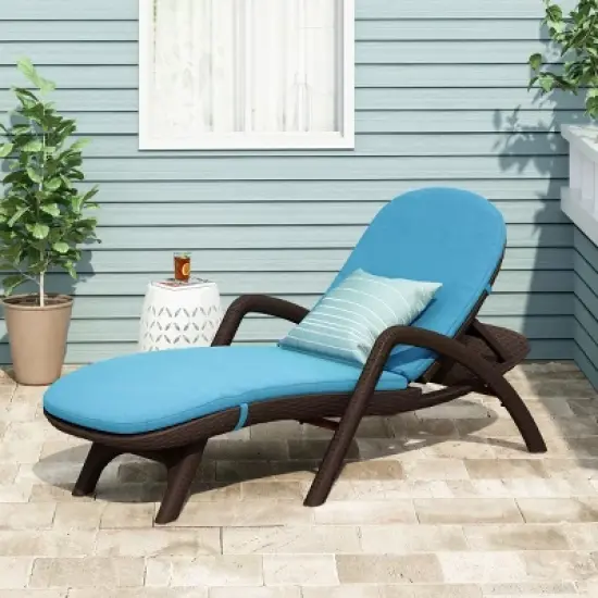 Outdoor Chaise Lounge with Cushion, Modern Curved Backrest Recliner for Patio, Poolside or Garden Relaxation and Sunbathing-Maison Boucle image {8}
