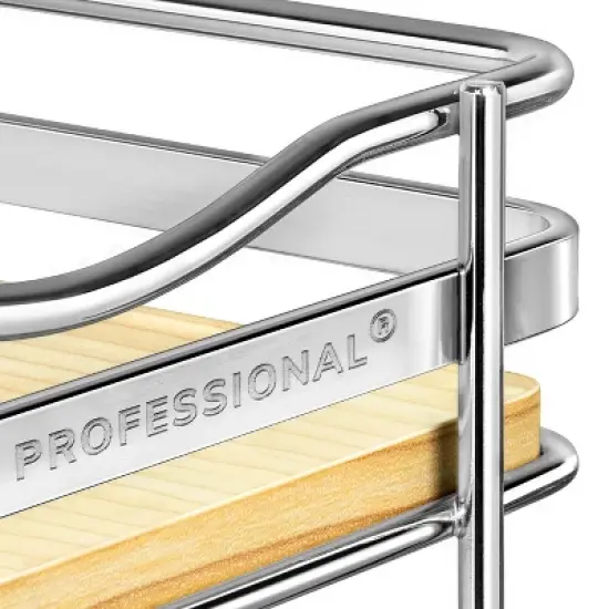 Lynk Professional Slide Out Vertical 8.25" Double Metal/Wood Spice Rack Silver: Kitchen Storage, Pantry Organizer, Pull Out image {4}