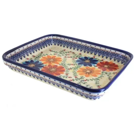 Blue Rose Polish Pottery 150 Vena Medium Rectangular Baker image {4}