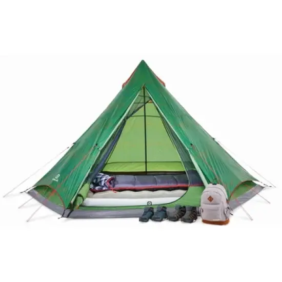 Outbound CTI3996508 6 Person 3 Season Lightweight Backyard Festival Camping Tent with Zip Up Carry Bag and Heavy Duty 600 mm Coated Rainfly, Green image {2}