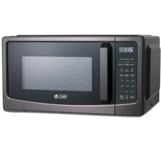 COMMERCIAL CHEF 1.1 Cu Ft  Countertop Microwave, with 10 Power Levels, Pull Handle Door, Turntable and Digital Controls, Black Stainless Steel image {7}