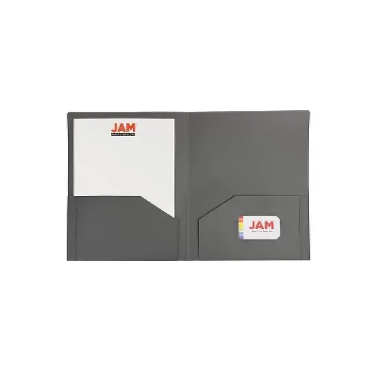 JAM Paper 2-Pocket Heavy Duty Folders Grey 108/Pack (383Hgyb) 383HGYB image {2}