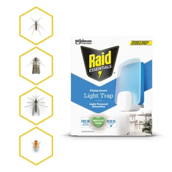 Raid Essentials Flying Insect Light Trap Starter Kit - 1 Device + 1 Refill image {9}
