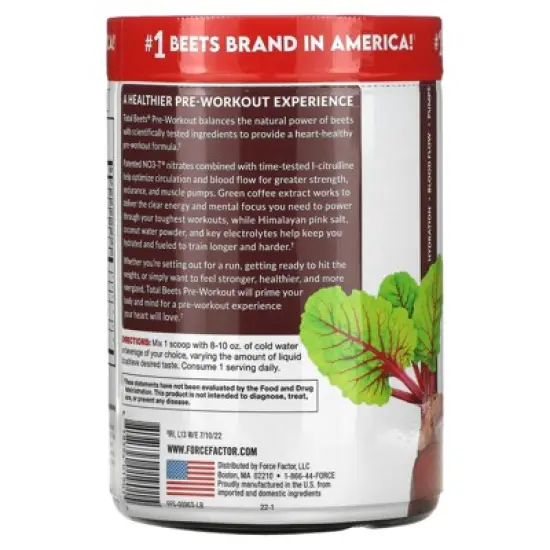 Force Factor Total Beets&reg;, Pre-Workout, Watermelon, 12.5 oz (354 g) image {2}