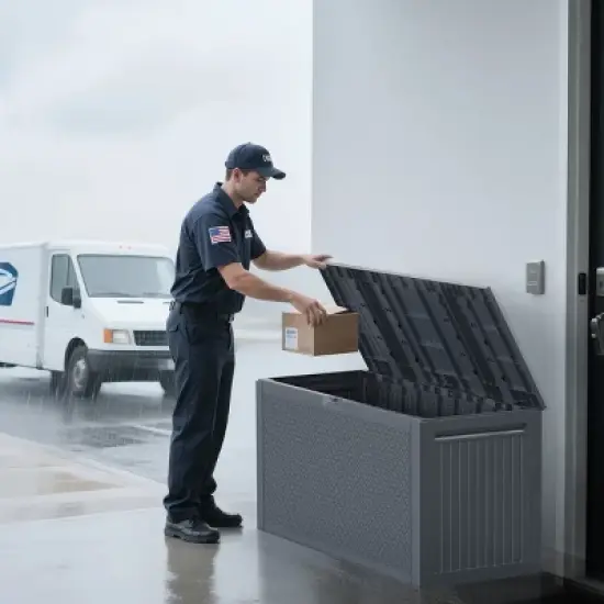 Syemin Deck Boxes 90gal Outdoor Garden Plastic Storage Deck Box Waterproof Deck Box Outdoor Lockable Storage Container, Black, 45.67"*19.5"*23.23" image {1}