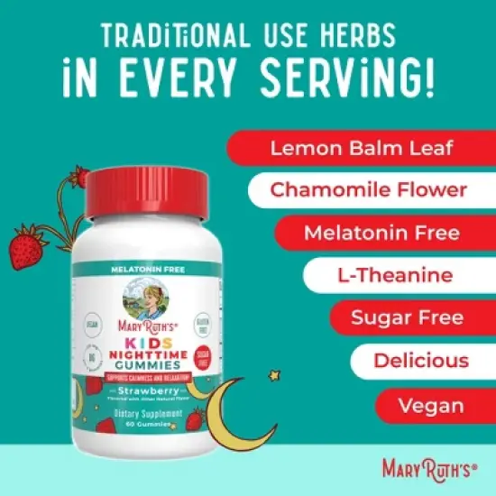 MaryRuth's Kids Nighttime No Melatonin Gummies, Strawberry, 60 ct image {6}