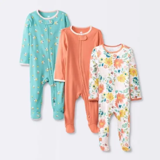 Baby Girls' 3pk Tight Fit Zip-Up Sleep N' Play - Cloud Island&trade; image {4}