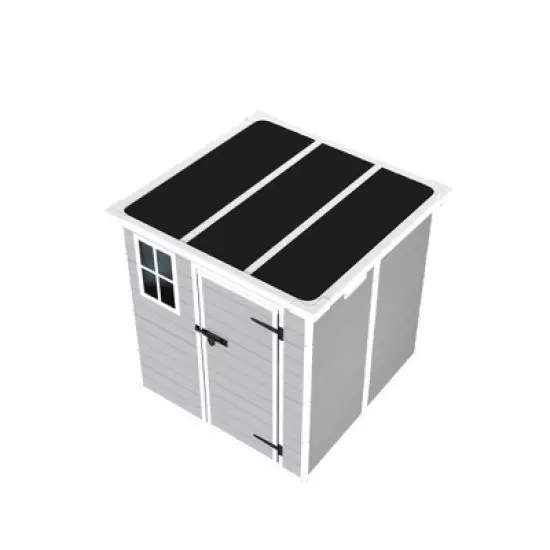 6x6 FT Outdoor Resin Storage Shed , Waterproof,with Floor & Window & Lockable Doors and Vents, Tool Shed for Bike,Garden,All Weather Use, Light Grey image {15}