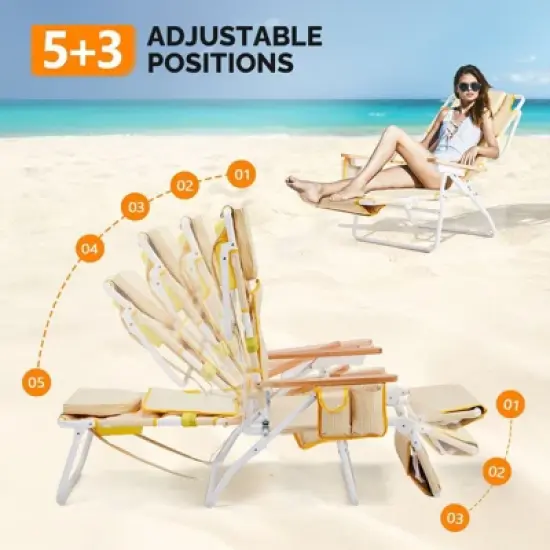 Karl Home Yellow Aluminum Folding Beach Chair(Set of 1) image {5}