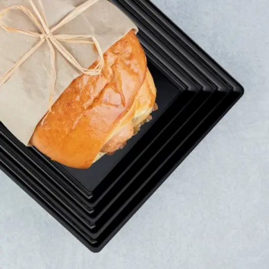 Smarty Had A Party 9" x 13" Black Rectangular Plastic Serving Trays - 24 pcs image {8}