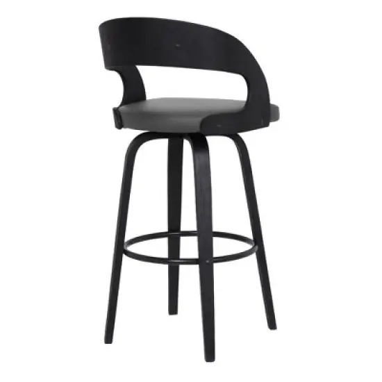 30" Shelly Contemporary Barstool Black/Gray - Armen Living image {3}