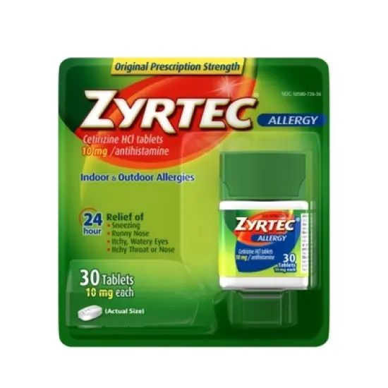 Zyrtec 24 Hour Allergy Relief Tablets - Cetirizine HCl image {7}