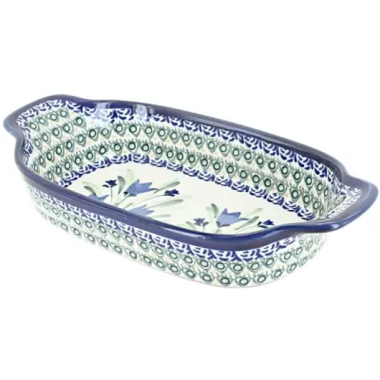Blue Rose Polish Pottery 1281 Zaklady Rectangular Serving Dish image {1}