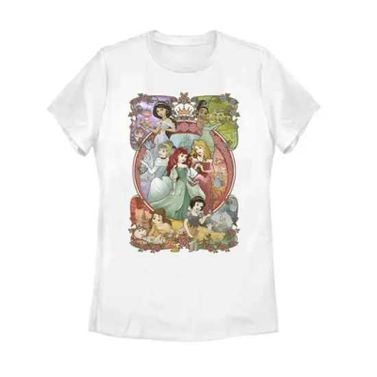 Women's Disney Princesses Vintage Collage T-Shirt image {4}