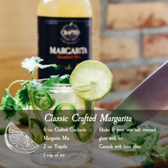 Crafted Cocktails Margarita Mix: 6 Pack&nbsp; 60 Calories Per Serving, All Natural Lime Juice and Organic Agave: Makes 8 Cocktails Per Bottle image {2}