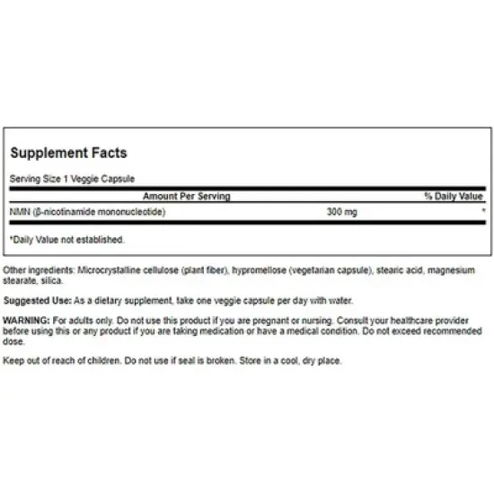 Swanson NMN Nicotinamide Mononucleotide, 300 mg, 30 Veggie Capsules image {1}