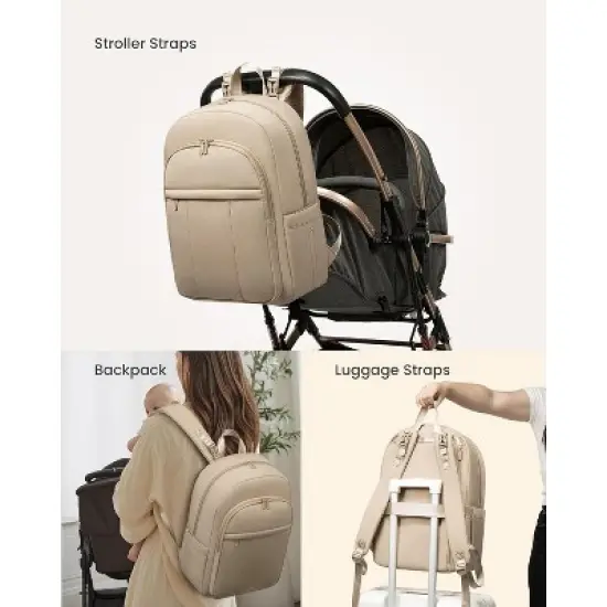 Itopfox Lightweight Puffy Diaper Backpack with Changing Pad, Large Capacity Waterproof Travel Bag for Moms, Coffee Brown image {1}