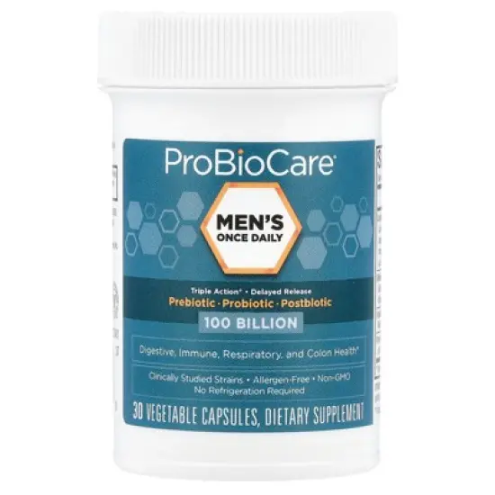 ProBioCare Men's Once Daily, Prebiotic, Probiotic, Postbiotic, 100 Billion, 30 Vegetable Capsules image {2}