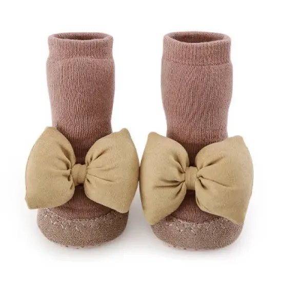 MyKids-USA Baby Girl Big Bows Design Non-Slip Mid Tube Shoes image {3}