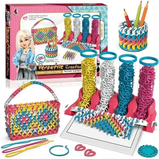 TopComfy Baby and Toddler Learning Toy DIY Ribbon Weaving Jewelry Kit for Creative Craft Play, Multicolored, 14.17"*10.62"*2.75" image {1}