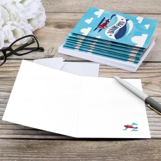 Big Dot of Happiness Taking Flight - Airplane - Vintage Plane Baby Shower or Birthday Party Thank You Cards (8 count) image {3}