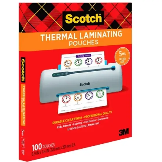 Scotch Thermal Laminating Pouch, 8-9/10 x 11-2/5 Inches, 5 mil Thick, Pack of 100 image {2}