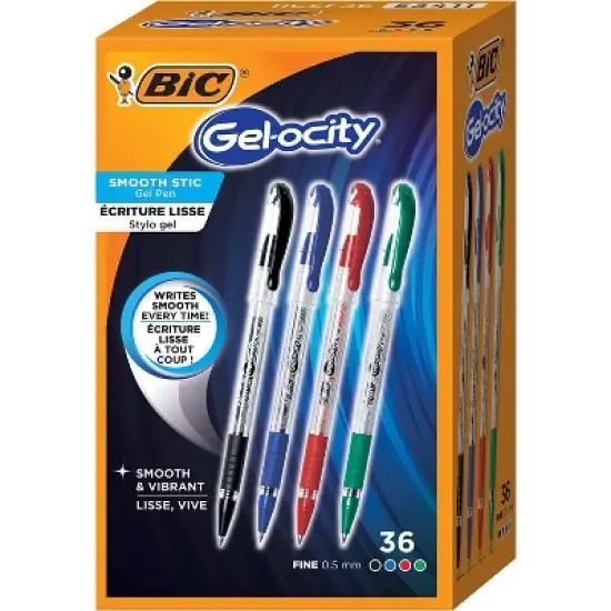 BIC Gelocity Smooth Gel Pens, Fine Point (0.5mm), Assorted Colors, For a Smooth Writing Experience, 36-Count Pack image {5}