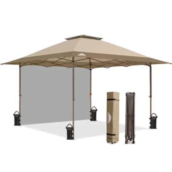 EAGLE PEAK 13'x13' Pop up Canopy Tent w/ One Wall,Portable Sun Shelter for Camping image {10}