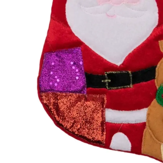 Northlight 20.5" Red and White Glittered Santa Claus and Reindeer Christmas Stocking image {6}