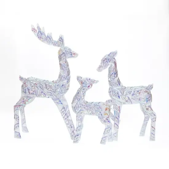 LuxenHome 3-Piece Multi-Color Snowflake Deer Family Outdoor Holiday Decoration with 460 Lights image {5}