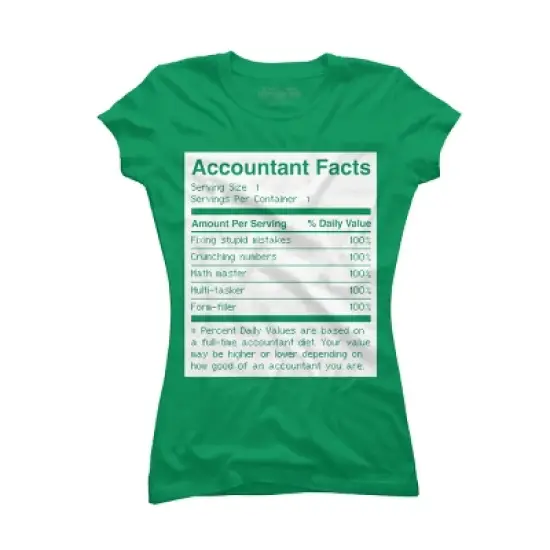 Junior's Design By Humans Accountant Nutrition Facts Label By EJamjar T-Shirt image {6}