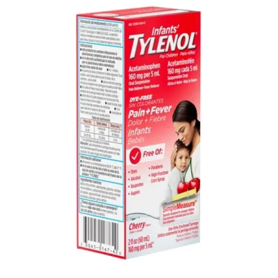 Infants' Tylenol Pain & Fever Reducer Liquid - Acetaminophen - Dye-Free Cherry - 2 fl oz image {3}
