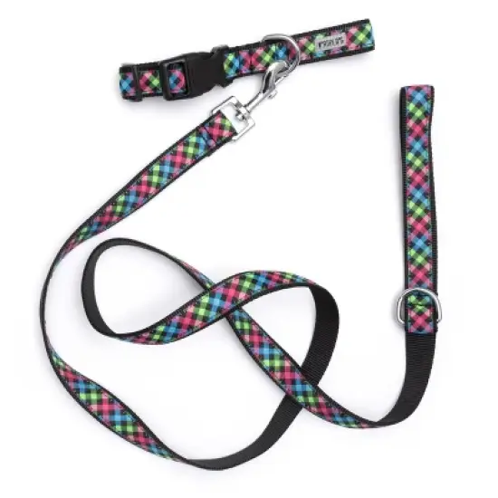 The Worthy Dog Carnival Check Adjustable Dog Collar image {1}