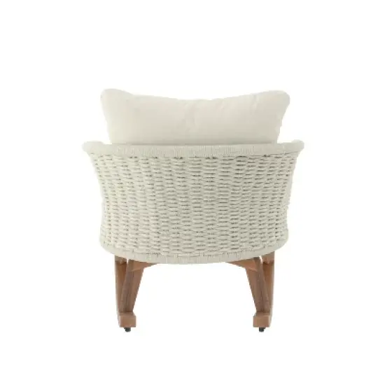 Christopher Knight Home Hattie Patio Contemporary Rattan and Acacia Wood Rocking Chair with Cushion image {7}