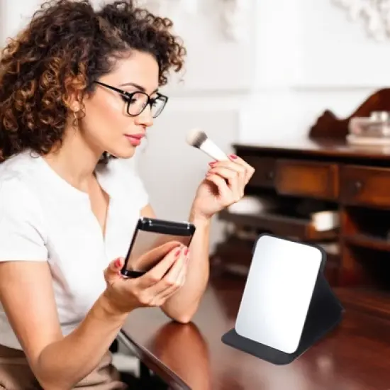 Unique Bargains Women Durable Makeup Mirror for Travel Pink 1 Pc image {2}