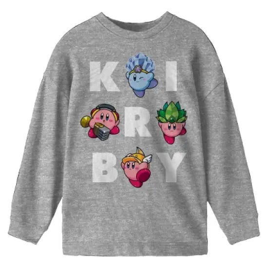 Kirby Different Abilities Crazy Letters Youth Heather Gray Crew Neck Sweatshirt image {3}