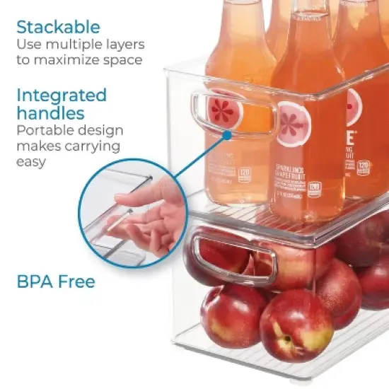 iDESIGN 5pc Small Recycled Plastic Stackable Kitchen Organizer Bin with Integrated Handles: Clear Pantry & Drawer Organizers image {4}