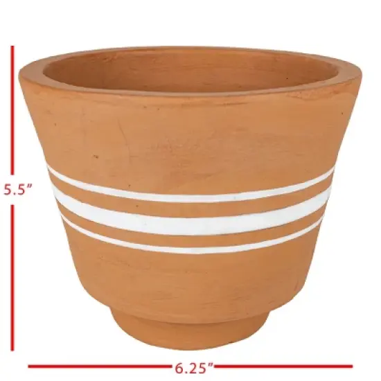 Multi White Stripe Terracotta Planter - Foreside Home & Garden image {4}