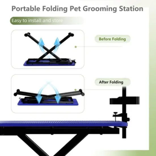 47inch X-Lift Dog Grooming Table with Adjustable Height, Mesh Tray, Tool Organizer & Noose &ndash; Foldable Pet Grooming Station for Home Use image {6}