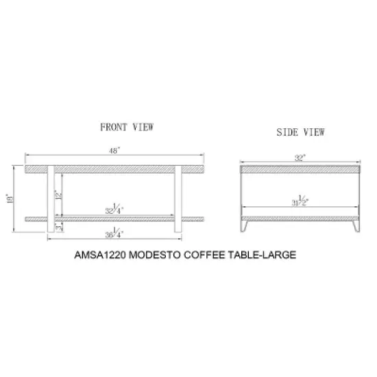 48" Modesto Solid Wood & Metal Coffee Table: Rustic, Shelf Storage - Alaterre Furniture image {3}