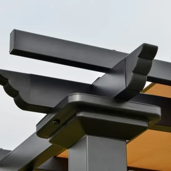 Outsunny Outdoor Retractable Pergola Canopy with Sun Shade Unique Design Canopy Patio Metal Shelter for Garden Porch Beach image {6}