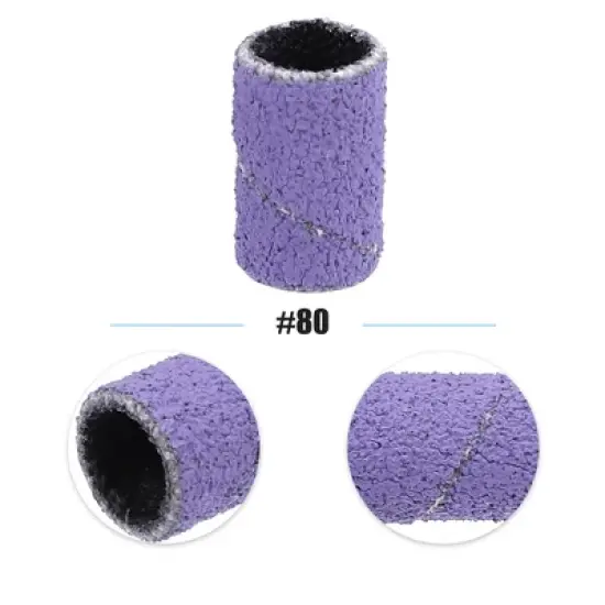 Unique Bargains Nail Drill Bits 80 Grit Sanding Bands Set 100 Pcs Purple image {2}