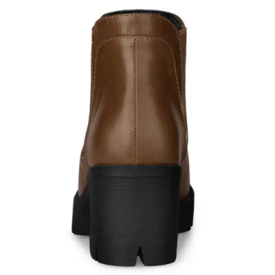 Allegra K Women's Lug Sole Chunky Heel Chelsea Ankle Boots image {3}