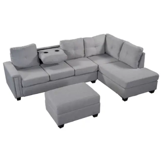 108" Reversible L-Shape Sectional Sofa Couch with Storage Ottoman-ModernLuxe image {6}