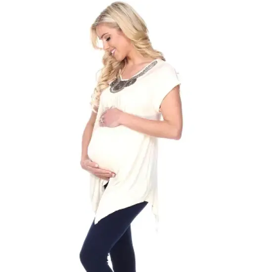 Maternity Myla Embellished Tunic Top - White Mark image {3}