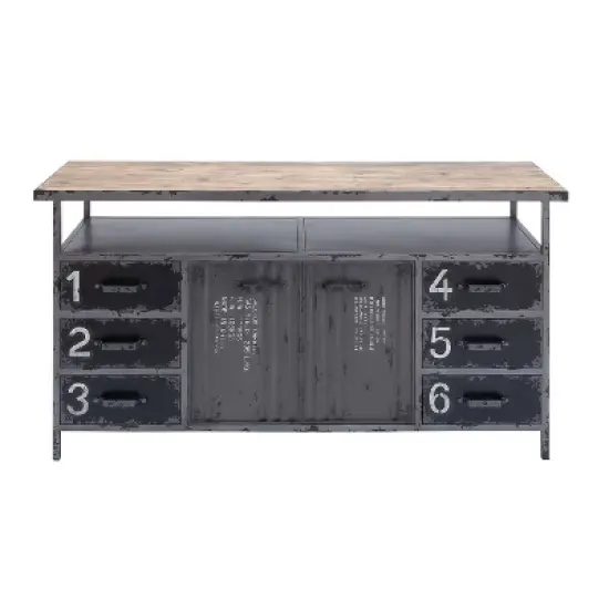 Industrial Wood Buffet Gray - Olivia & May image {1}