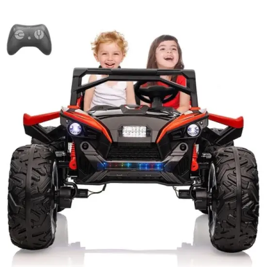 2 Seaters 24V Ride on UTV with Remote Control,10AH Battery, 400W Powerful Motors, Electric Ride Toy with Metal Suspension,LED Lights, Music, Horn image {7}