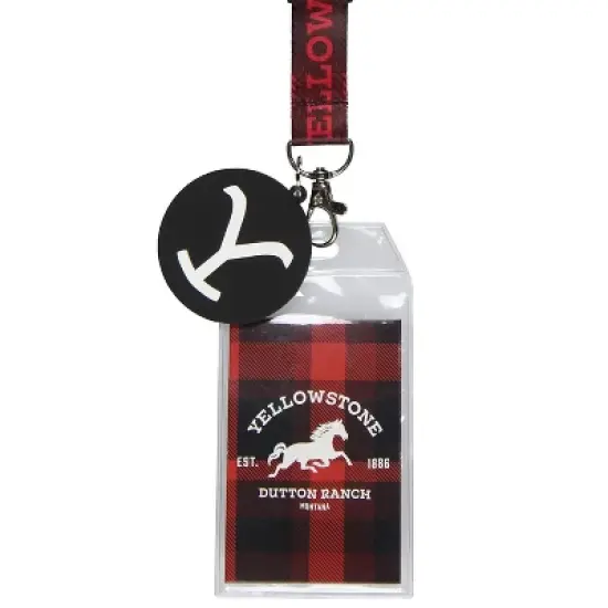 Yellowstone Dutton Ranch Reversible ID Lanyard Badge Holder with 2" Rubber Charm image {1}